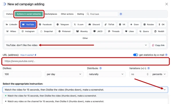 YouTube: don't like the video - 2