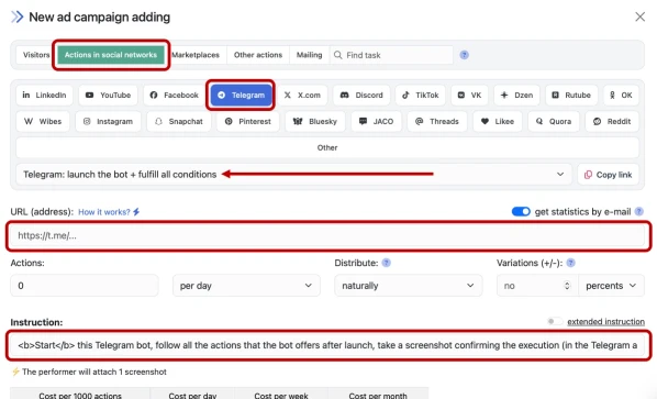 Telegram: launch the bot + fulfill all conditions - 2