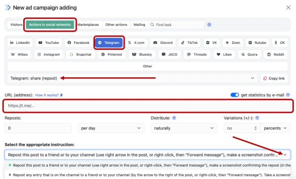 Telegram: share (repost) - 2