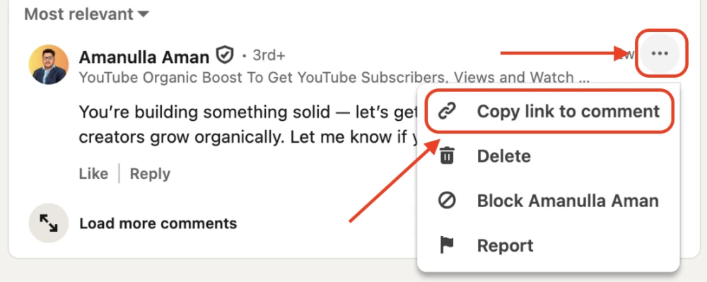 LinkedIn: boosting likes on comments - 1