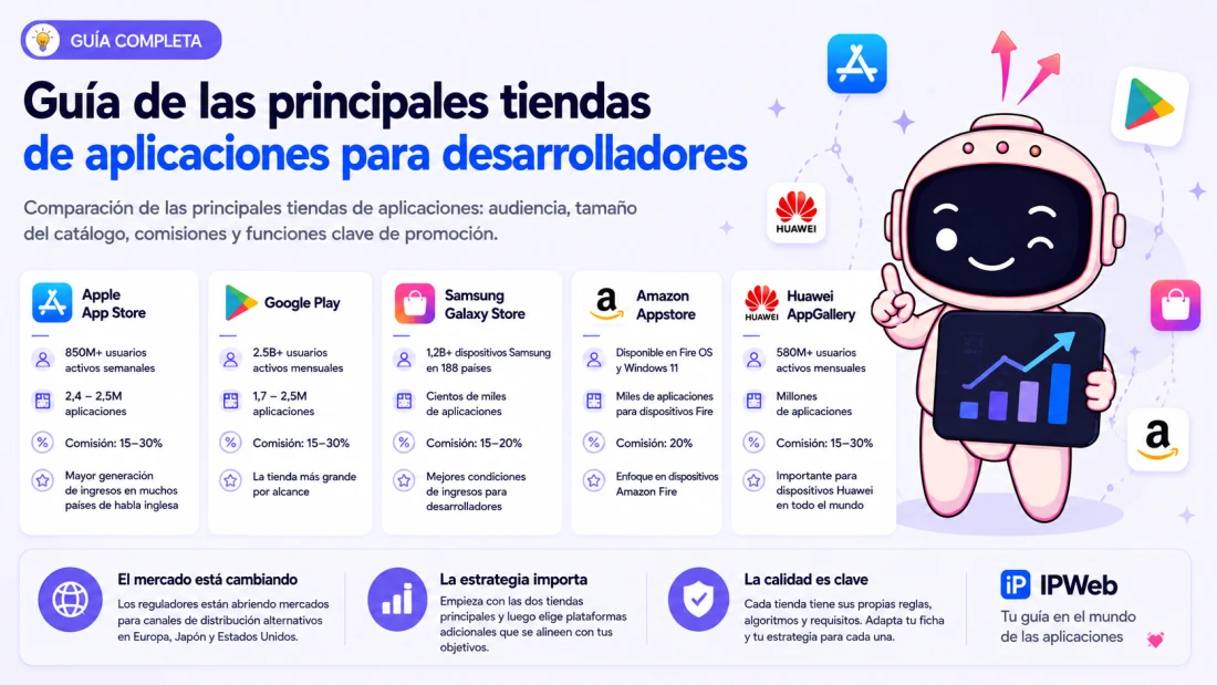 Tiendas de aplicaciones móviles: lista completa, comparativa de tamaño y estrategia de promoción para España